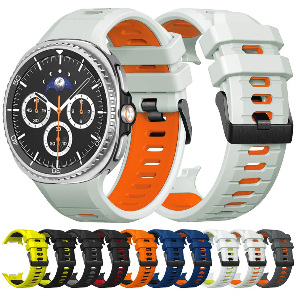 Спортивный силиконовый ремешок для Samsung Galaxy Watch 8 Classic 46 мм Двухцветный ремешок для Samsung Watch8 44 мм 40 мм Ремешок Браслет