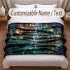 Tree of Life Theme Soft Blanket Personalized Custom Name Text Print Warm Blanket Home Sofa Bedroom Decor