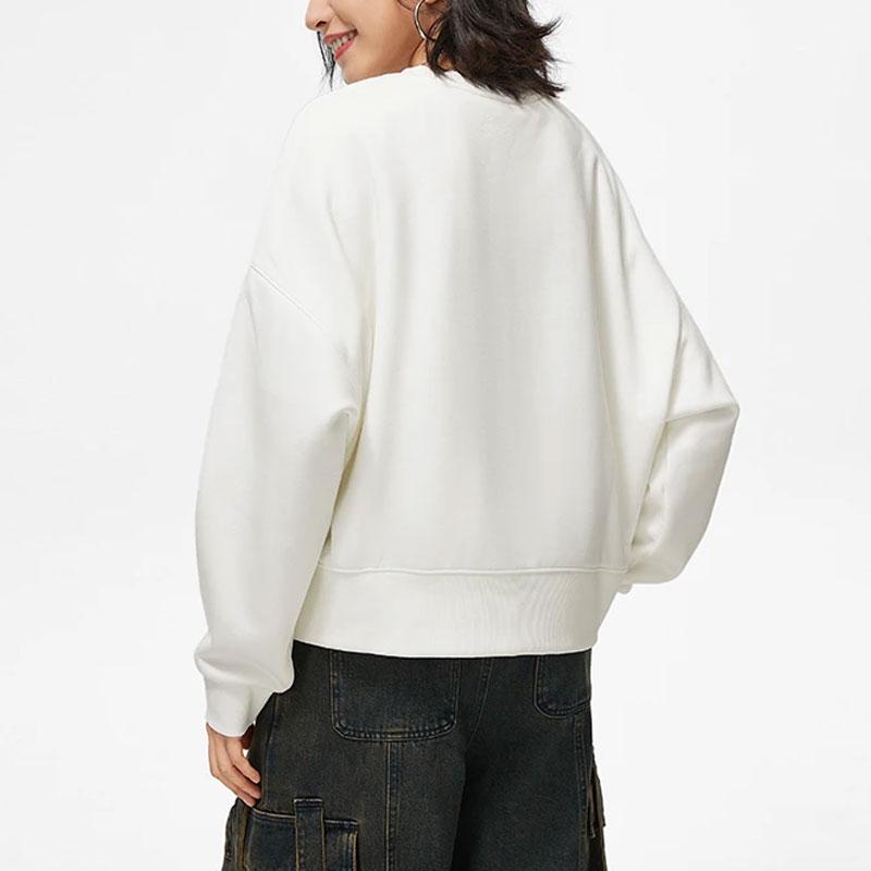 Li Ning Sports Lifestyle Series однотонный флисовый теплый свободный пуловер с логотипом Женская толстовка Off-White AWDTE48-1