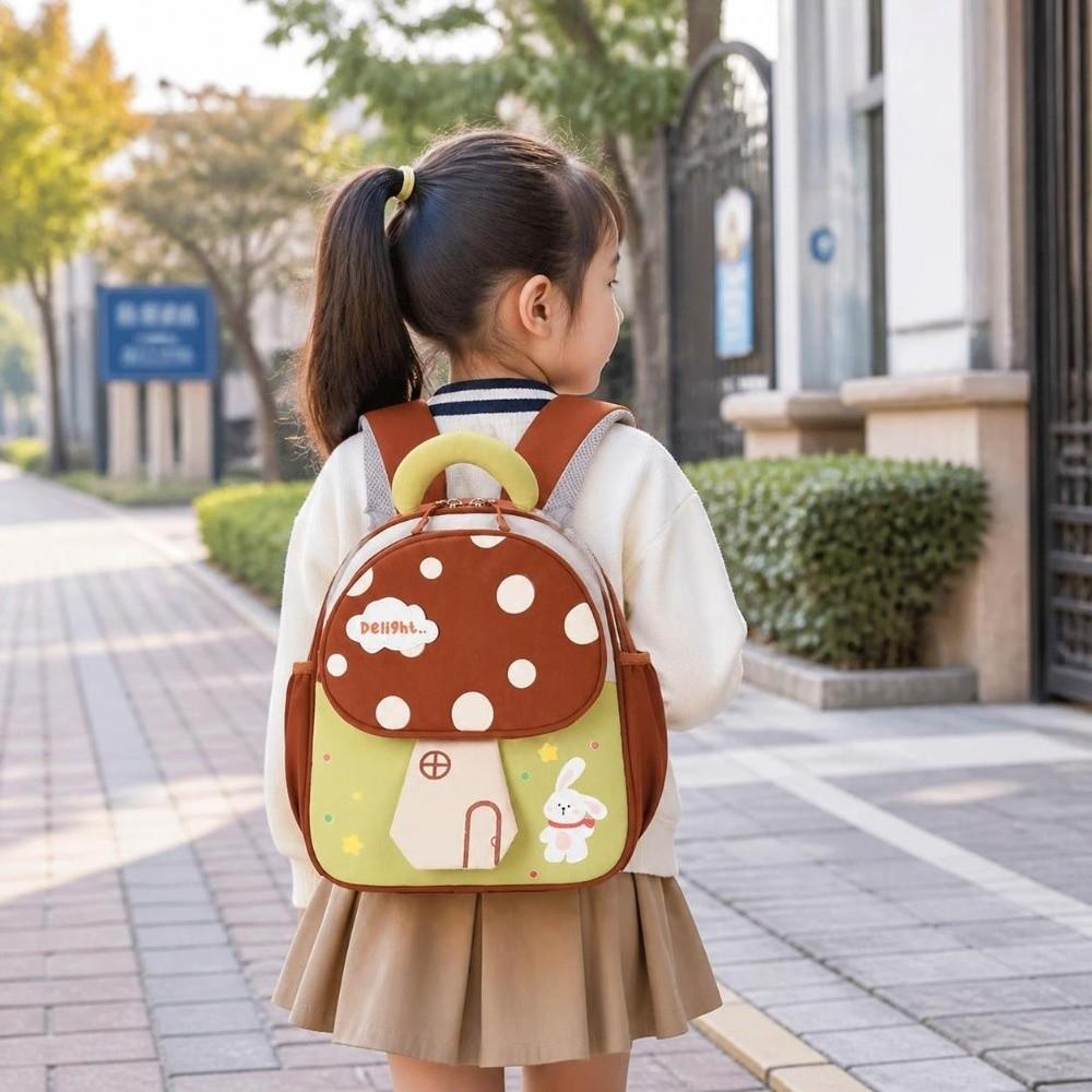 Cartoon Design 3D Mushroom Shape Backpack Lightweight Kindergarten Bookbag Preschool Use