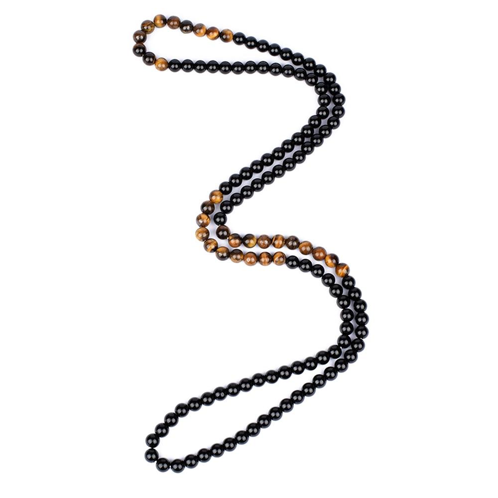 Ожерелья для медитации из черного оникса для женщин, модные ожерелья из натурального тигрового глаза с камнем из обсидиана, мужские ожерелья для йоги, молитвы, ювелирные изделия ручной работы