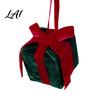 Xmas Holiday Table Decor Velvet Gift Box Christmas Tree Ornament Square Shaped Hanging Red Green Decorations Decoration with Bow for Winter