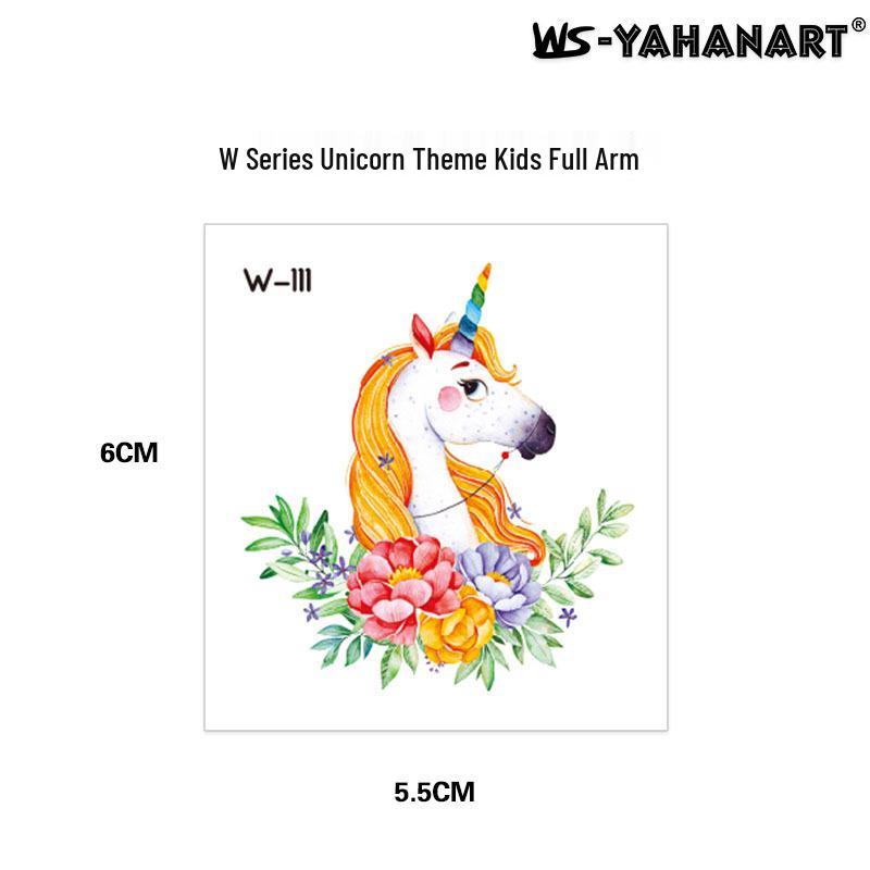 Cartoon Unicorn, Mermaid, Pirate, and Dinosaur Space Water Transfer Tattoo Stickers
