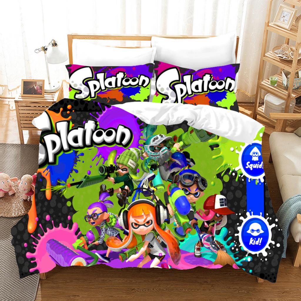 Постельное белье Splatoon Односпальное Двуспальное Полное Queen King Размер Кавайное Набор для кровати Мальчики/Девочки Взрослые Спальня Мальчика Комплекты с пододеяльником 3D Печать