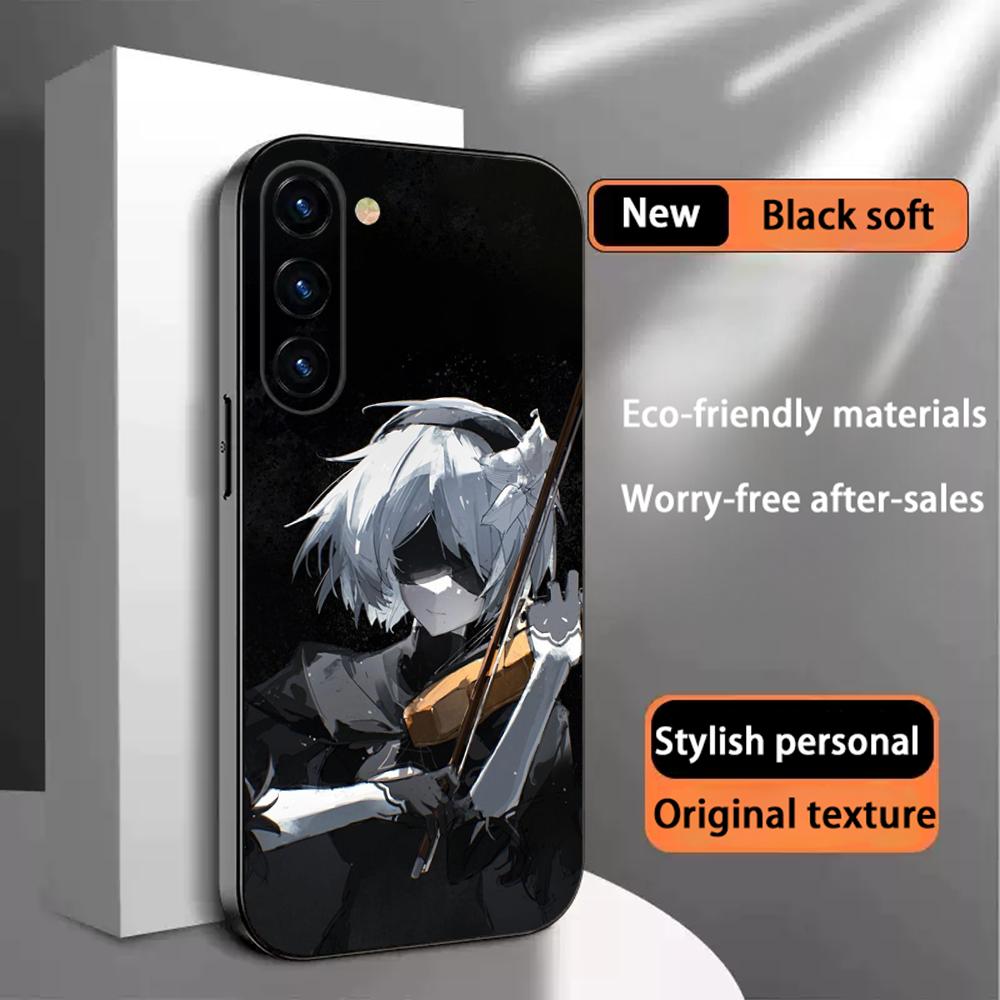 Nier automata sexy game girl pattern Phone Case For Samsung Galaxy S25 S24 S23 S22 S21 S20 Plus Ultra Note20 Soft Black