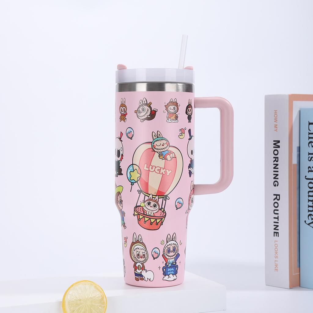 Cartoon Stainless Steel Thermos Cup Large Capacity Car Cup 40oz Car Cup Thermal Insulation Water Cup
