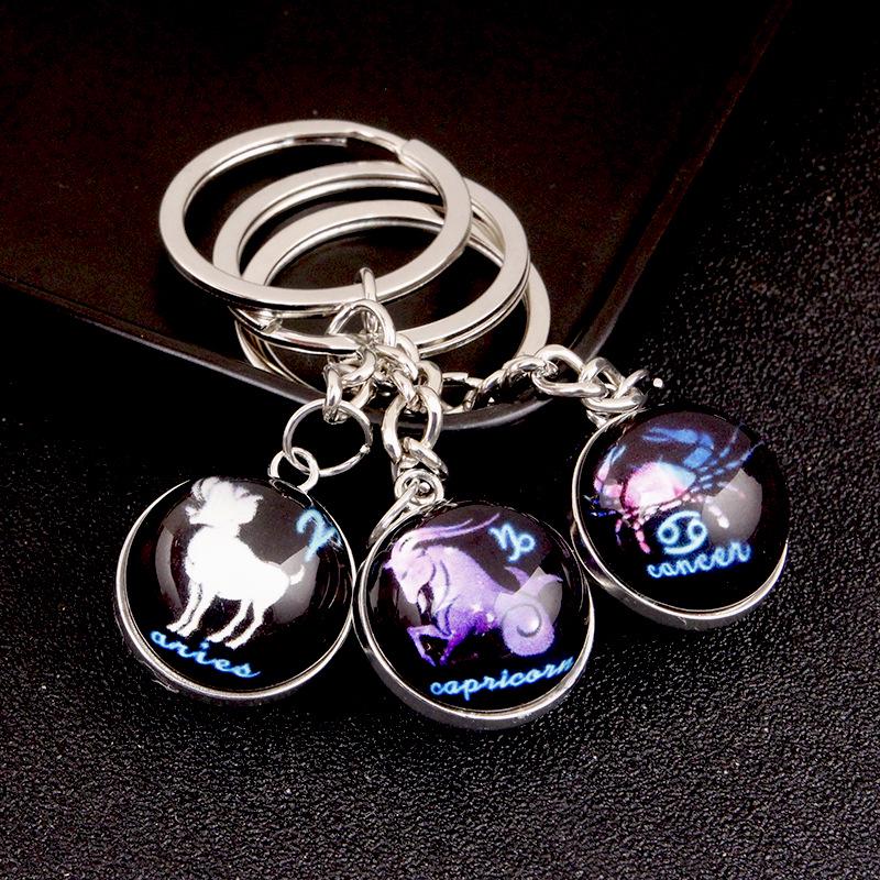 Spherical Luminous Crystal Zodiac Keychain - Virgo & Leo