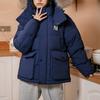MLB New York Yankees Casual Hooded Fur Collar Versatile Zipper Parka Down Jacket Unisex outerwear Blue 3ADJEC726-50NYD