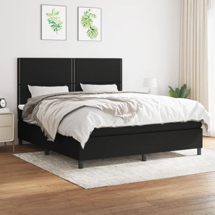 3141715 vidaXL Divan Bed with Mattress Black 180x200 Cm Fabric