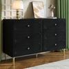 Sideboard, Chest of Drawers with 6 Drawers, Oval Recesses, Metal Feet, Modern Storage Cabinet for the Living Room