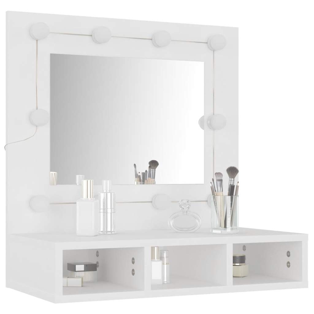 LED Mirror Cabinet in White 60 x 31.5 x 62 cm