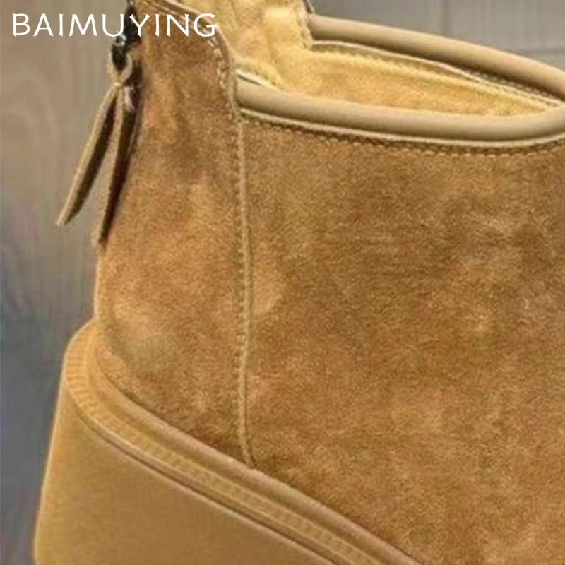 Suede Platform Women Ankle Boots Flats Fashion Casual Shoes Woman 2025 Trend Winter Brand Walking Cozy Warm Women’s Snow Botas