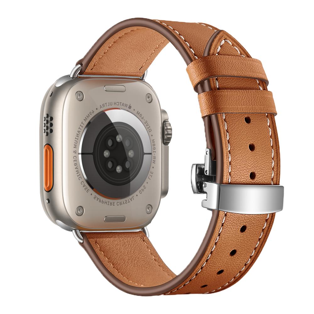 Кожаный ремешок для Apple Watch band 45мм 41мм 44мм 40мм 42мм 46мм ultra2 3 49мм браслет correa band iWatch series 8 7 SE 9 10 11