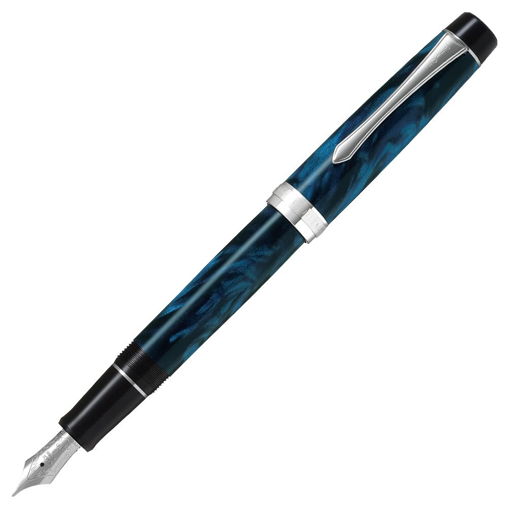 Pilot Перьевая ручка Custom Heritage SE, средний стержень, мраморно-синяя с черным, 14K золото, (M), Наконечник, FKVH3MRMALM, Перо.