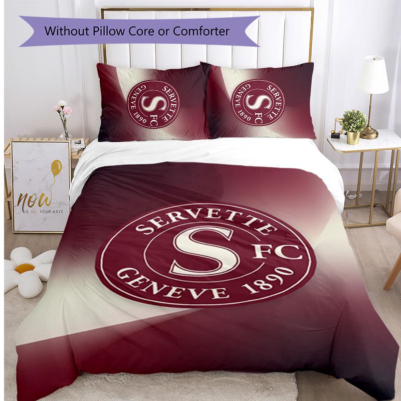 Servette FC Печатный комплект постельного белья из 3 предметов Дышащий пододеяльник с наволочками Декоративное постельное белье для спальни Дома
