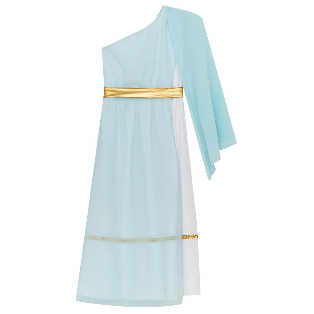 Детский костюм тоги для Хэллоуина для девочек, Древняя Греция, Египет, платье с открытым плечом, тюлевая шаль, летящее платье, платья для хора, для выступлений