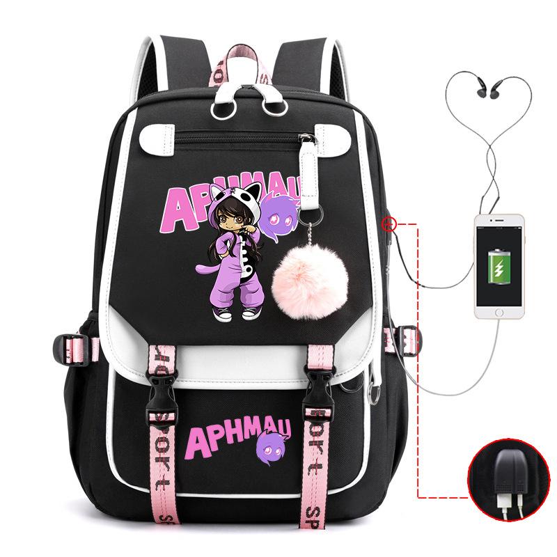 Harajuku Simple and Versatile Aphmau Junior High School Student School Bag Female Lightweight Large Capacity Middle School Student Backpack