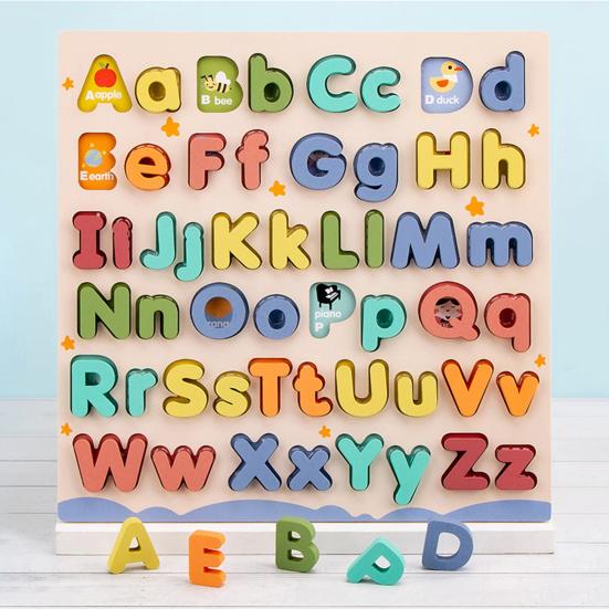 Деревянная алфавитная головоломка для малышей, заглавные строчные буквы, обучение сопоставлению, детский сад, дошкольное раннее образование, азбука, игрушка-головоломка