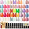 Gel Nail Polish Set,48Pcs Pink Red White Gel Polish Collection Starter Set Glitter Nail Polish With Base Matt Top Coat Nail Art Gift