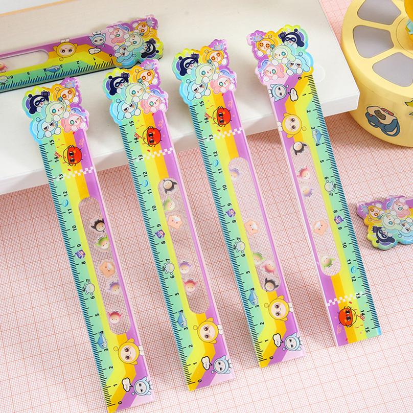 1Pcs Funny Ruler School Supplies Regla Cute 15cm Drawing Tool Panda Acrylic Shaking School Accessories Kawaii Stationery Rules