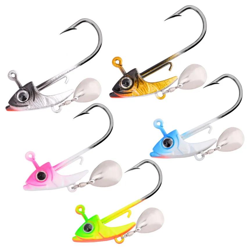 5 шт. Джиг-головки 7,5 г 10,5 г 15 г Рыболовные приманки Тонущие Вращающиеся Блестки Металлические Блесны Рыболовные Крючки Джиги Крючки Приманки Снасти