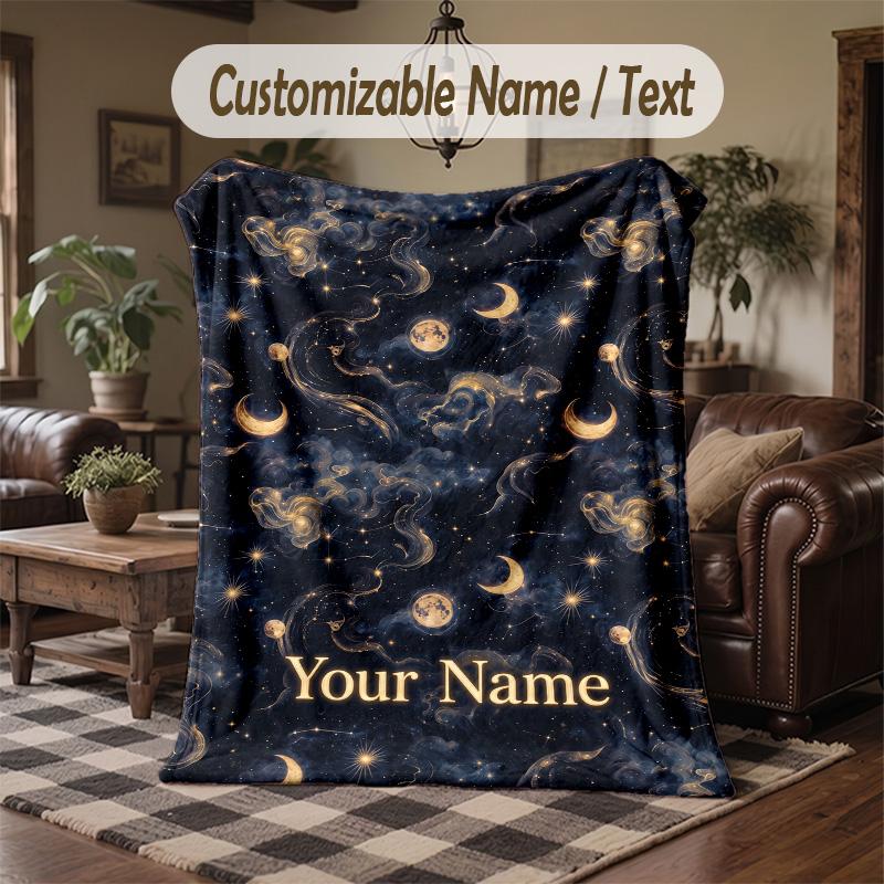 Cosmic Dragon Phoenix Mandala Theme Throw Blanket Custom Name Text Personalized Blanket Soft Cozy Blanket for Home Sofa Bed