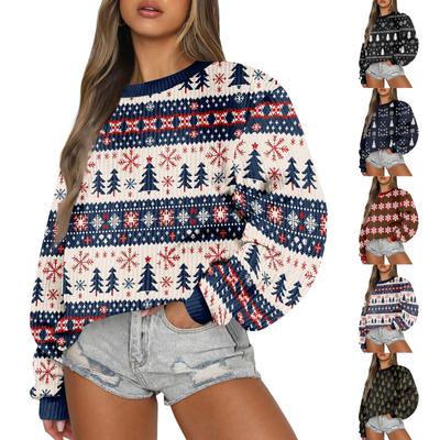 Женский модный повседневный шерстяной трикотажный пуловер с длинным рукавом и круглым вырезом