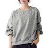 Sweat Pullover Pearl Voluminous Sleeves Round Neck Punch Material Loose Wear Clothes Modest Chest Design Sleeves Clothes Fluffy Sleeves Tall