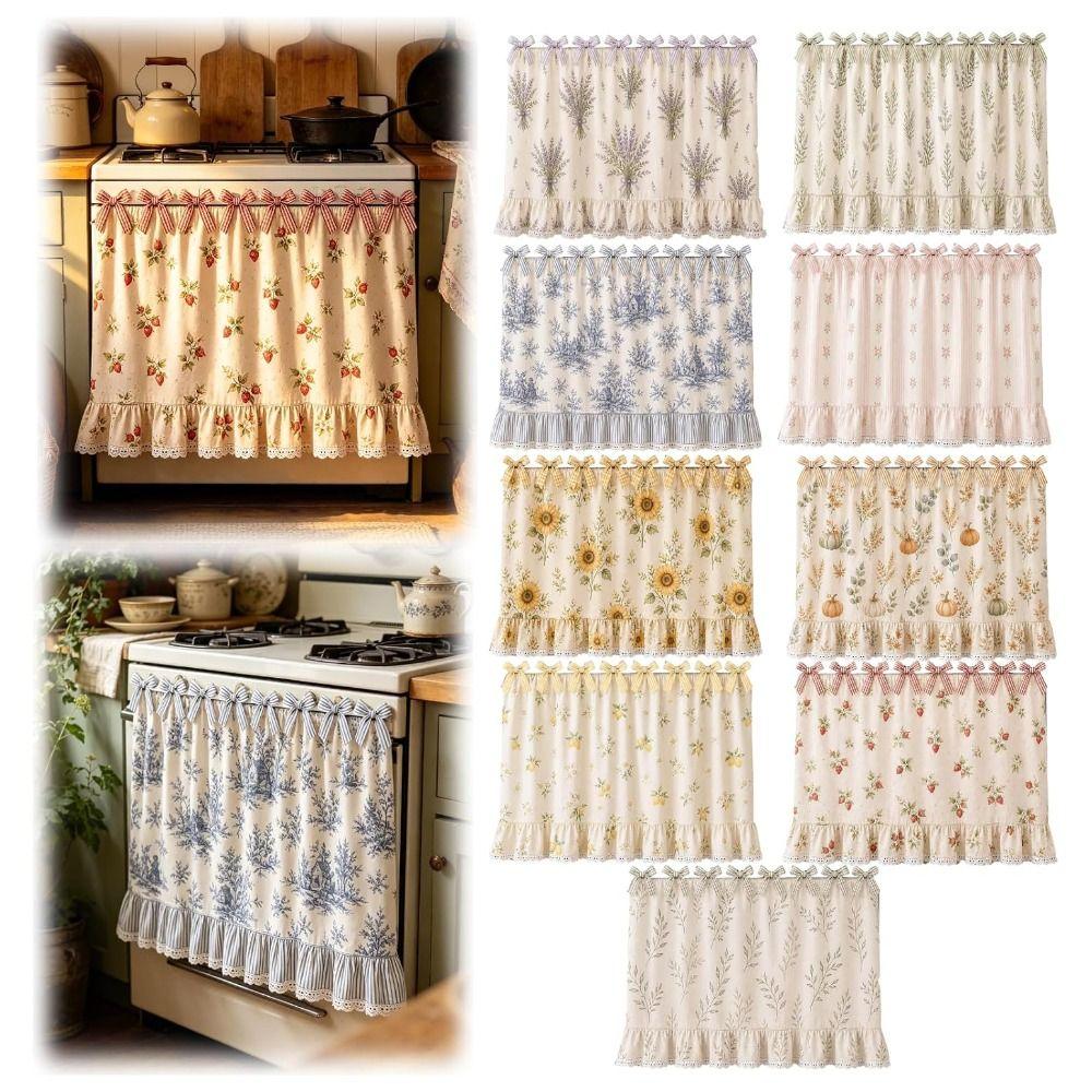 Cotton Blend Stove Cover Skirt Charming Farmhouse Stove Skirt Rustic Oven Curtain  Kitchen Decor