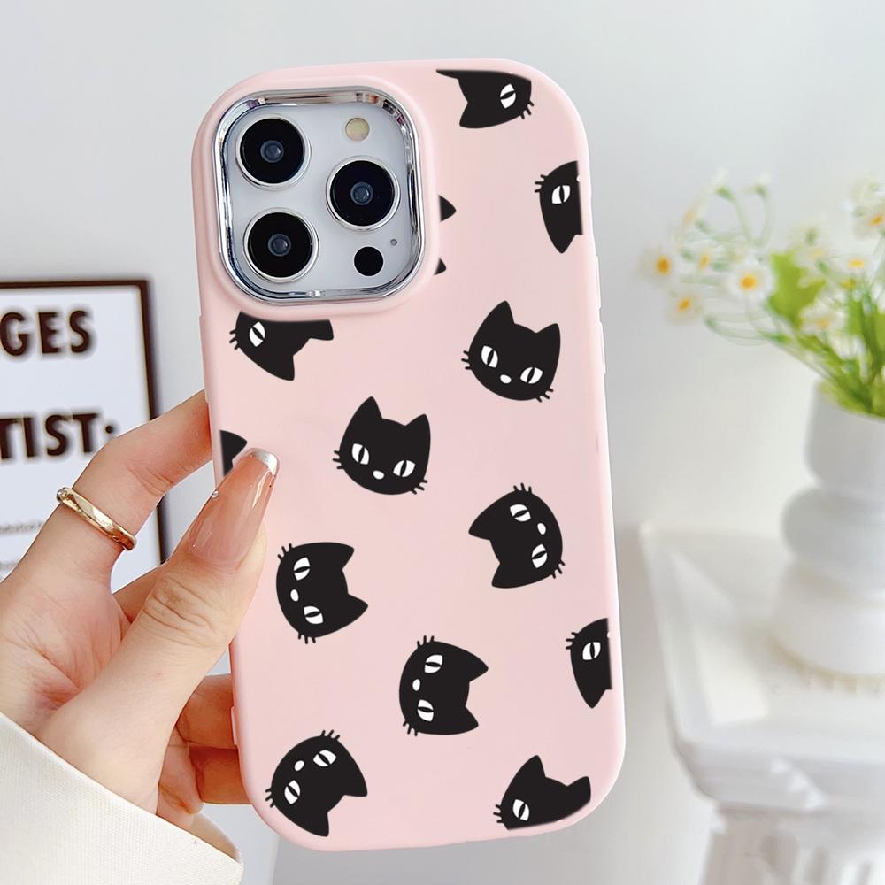 LZ8 Cartoon Cat Cute Art Soft Phone Case for Samsung S24 Ultra S23 Plus S21 FE A16 A54 A34 A52 A06 Infinix Hot 40 30i Lens Protection Shockproof Cover