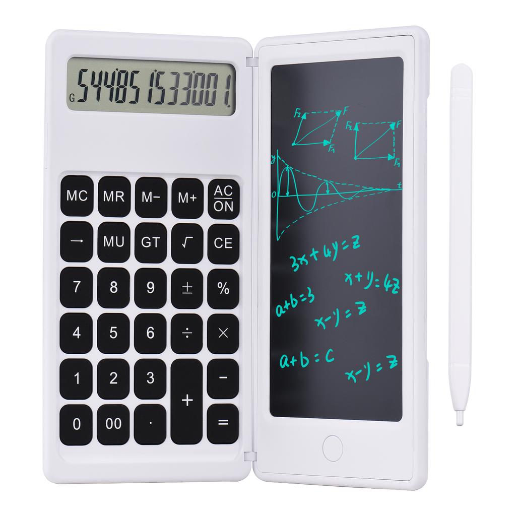 Foldable Calculator & 6 Inch LCD Writing Tablet Digital Drawing Pad 12 Digits Display with Stylus