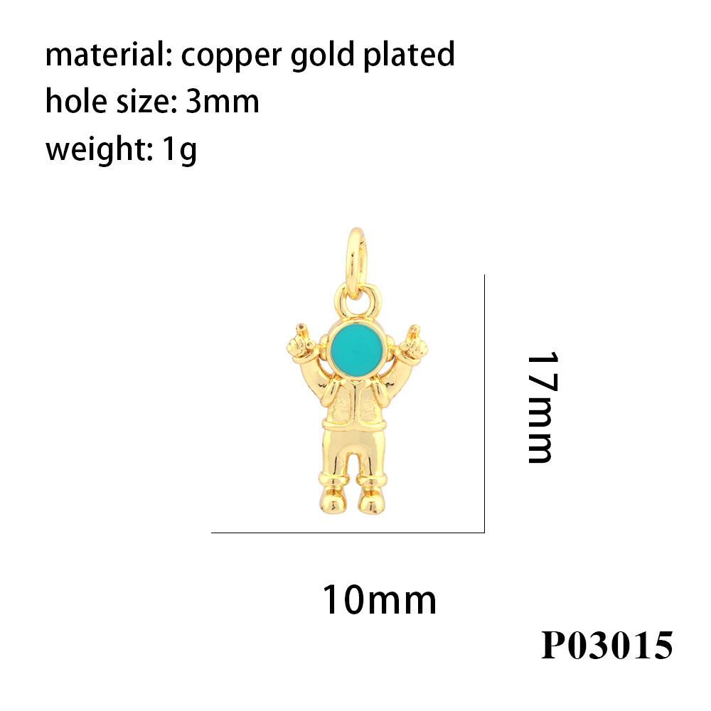 Ожерелье с подвеской-астронавтом с покрытием из 18-каратного золота, с капельной эмалью и микроинкрустацией