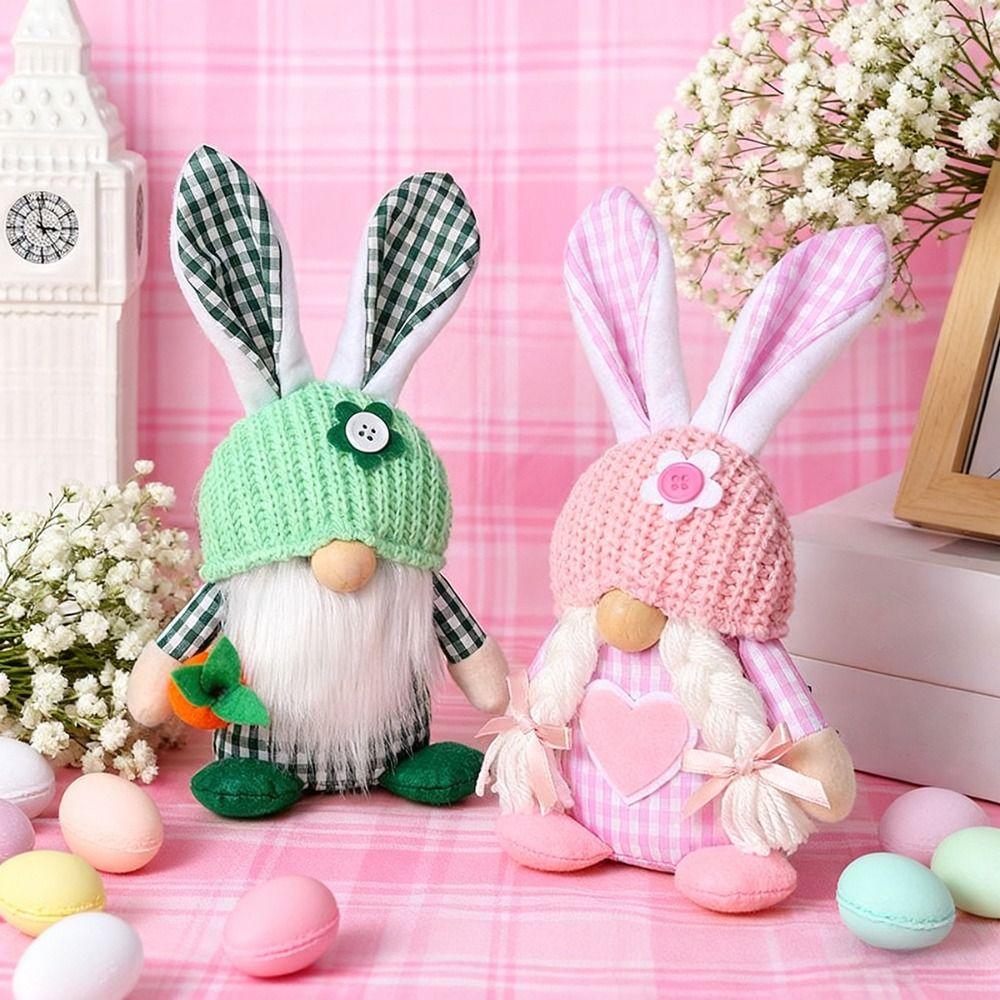 Easter Decor Faceless Couple Doll Plush Material Bunny Dwarf Ornament  Home Decoration