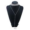 Y-shaped Rhinestone Necklace Gold Long Choker Elegant Multi-Layer Necklace  Wedding