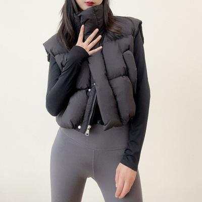 Женский толстый теплый жилет осень-зима свободная куртка на молнии с карманами ветрозащитный воротник-стойка жилет
