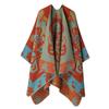 Guochao Style Thickened Shawl Cape Dual-Purpose Knitted Split Scarf Chinese Style Warm Shawl Knitted