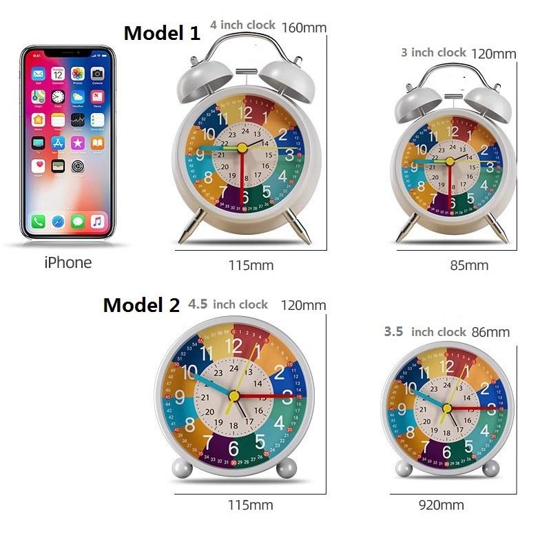 Kids Learning Cartoon Alarm Clock Metal Education Children Clock Kid Room Teaching Early Age Desk Table Clock Bardoan Gift Timer Kids Time Cognition
