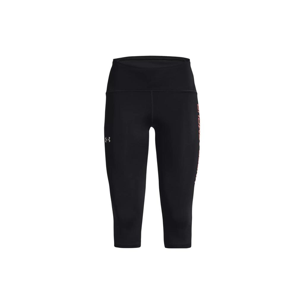 Under Armour Женские шорты-шорты с принтом логотипа Fly-Fast, облегающие, с семью точками, черные 1378911-001