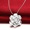 925 Sterling Silver Flower Pendant Necklace Wedding Charm Jewelry