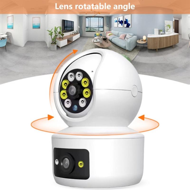 Indoor WiFi Security Camera With 2 Lens, 1080P, Colorful Night, Motion Detection, Two Way Talk, for Home Safety