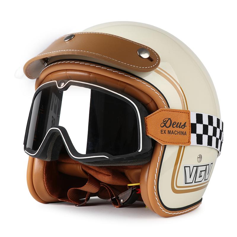 Ретро шлем, мотоциклетный шлем для круизов в любое время года, полушлем, мужской и женский шлем с пузырчатым визором, защитный шлем для электровелосипеда