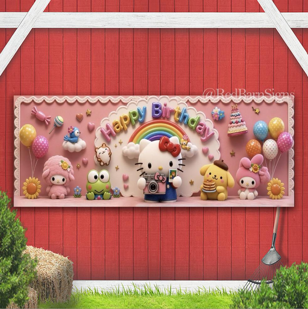 Hello Kitty Happy Birthday Indoor Outdoor Banner with grommets
