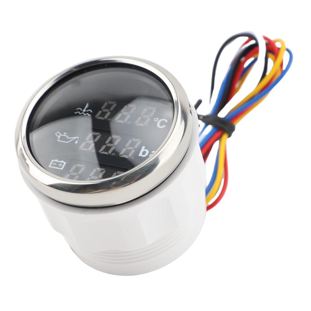 3 In 1 Instrument Sensor Kit Engine Coolant Temperature Oil Pressure Meter Battery Voltmeter for Car Boat 52mm Digital