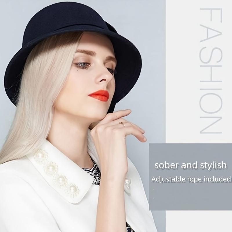 Женские шляпы Fedora с бантом во французском стиле, элегантная однотонная шляпа-клош, винтажные легкие фетровые шляпы