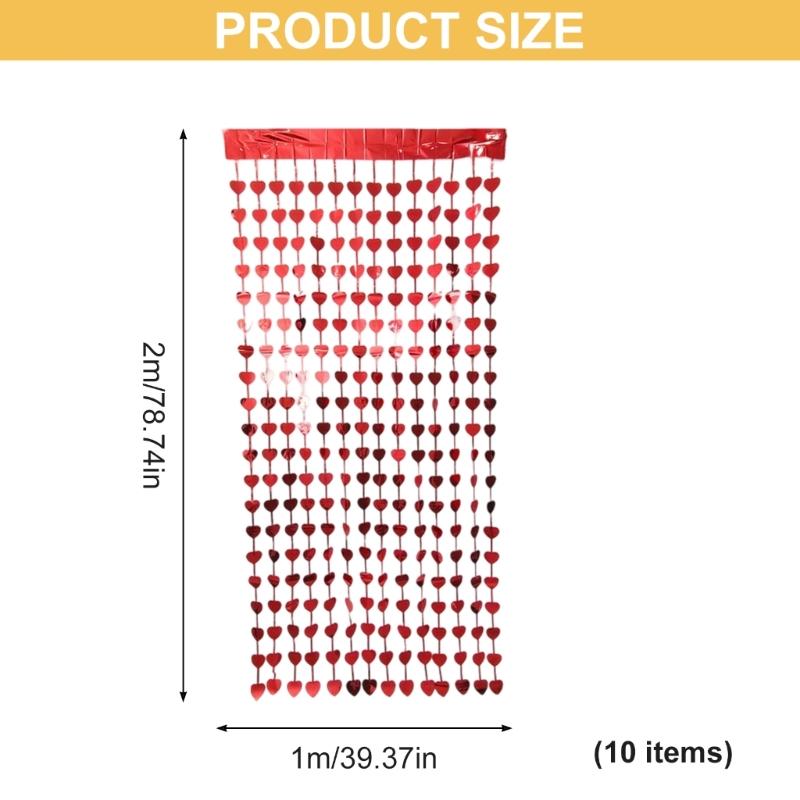 10 ШТ. Мерцающие Занавески из Мишуры с Дизайном Сердечек 1м X 2м Декорации для Фотозоны Свадьба Юбилей