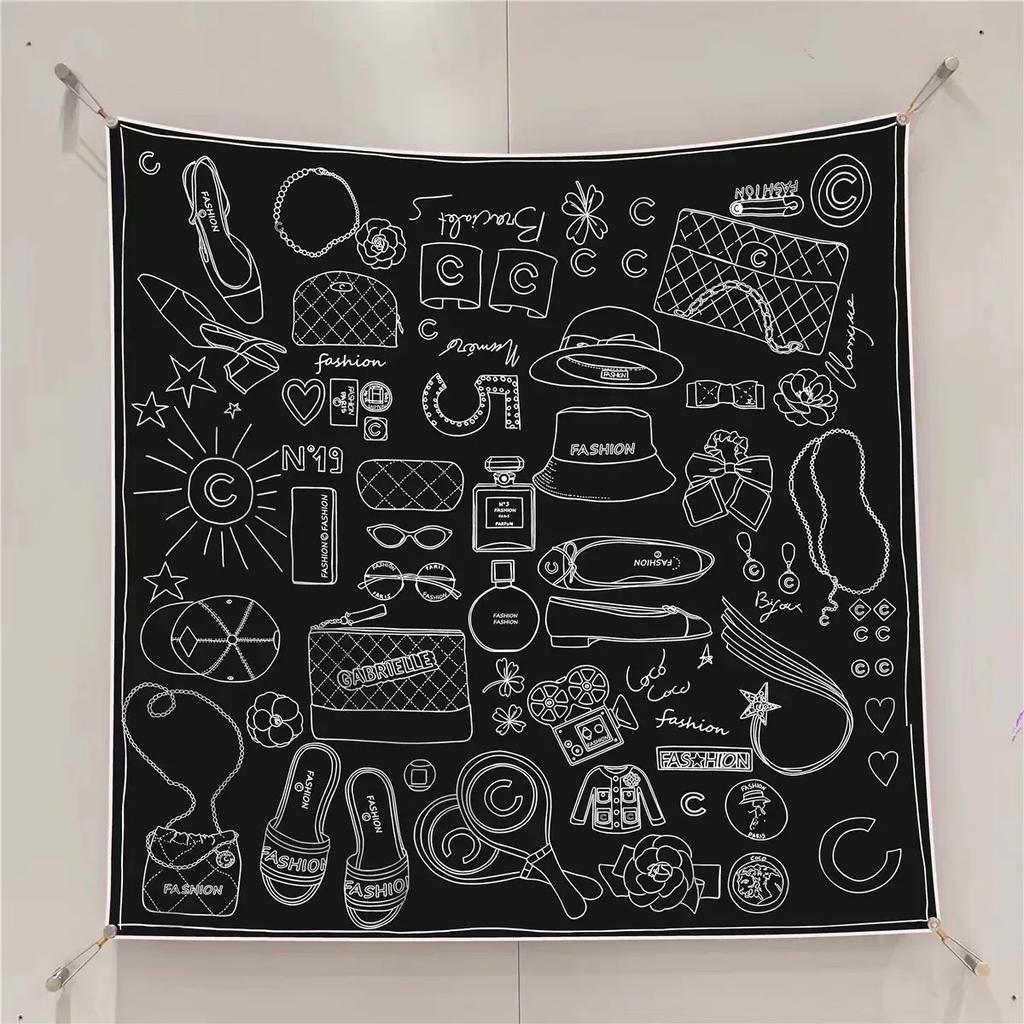 VREOVOR New 90cm × 90cm Large Square Scarf Handmade Desktop Printing Machine Right Angle Curled Edge Twill Silk Fashion Trends