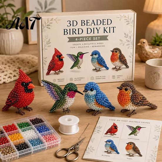 Bead Embroidery Kit 3D Beaded Animal Kit, DIY Beading for Beginners, Handmade Craft Highland Cow/Butterfly/Owl Adults, Teens Step-by-step Guide