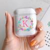 Fashion Floral 26 Letters Alphabet Soft Protector Cover Transparent Box for Apple Airpods 1 2 3 Pro Women Girl AirPods Case