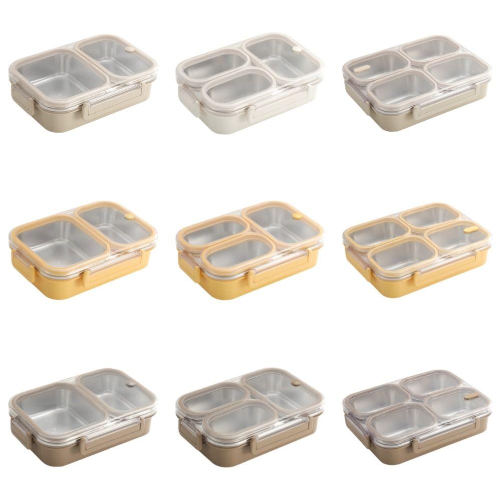 Stainless Steel Lunch Box Divided Food Storage Box Portable Food Container School/Office