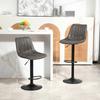 Set of 2 Bar Stools in Retro Design, Incl. Footrest, Height-Adjustable, Gas Lift, Dark Grey
